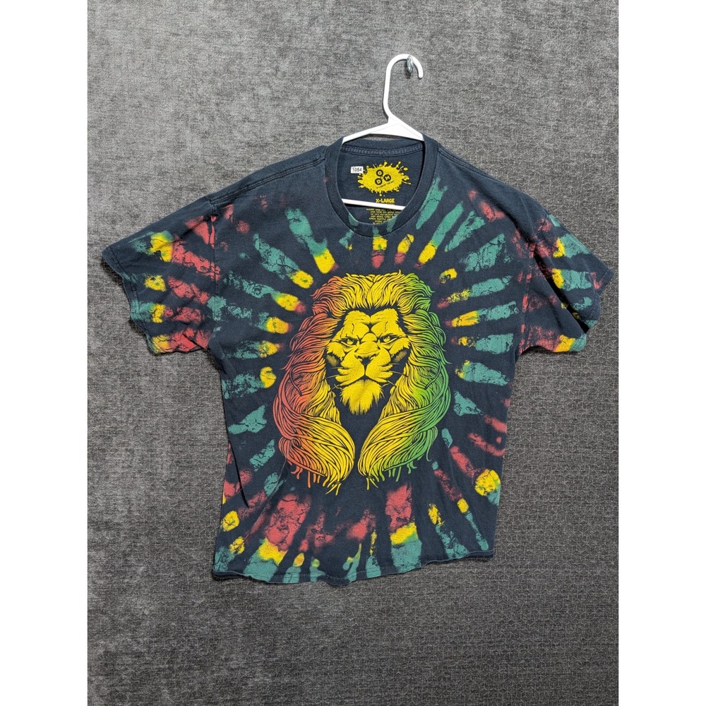 ODM Its About The Art Rasta Lion Tie Dye Graphic T-Shirt Mens XL Black Red Green